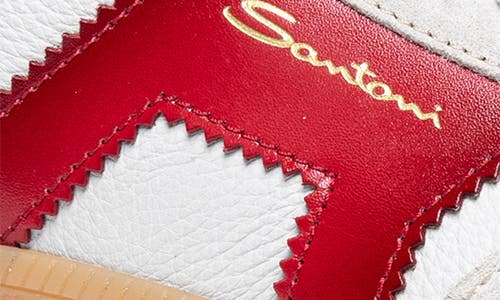 Santoni Dbs Sneakers With Contrast Panel And Rubber Sole In White
