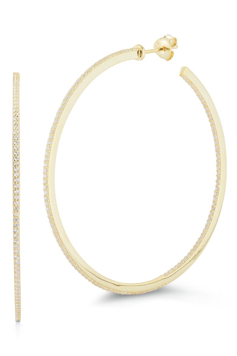 X-Large Cubic Zirconia Hoop Earrings, Main, color, GOLD