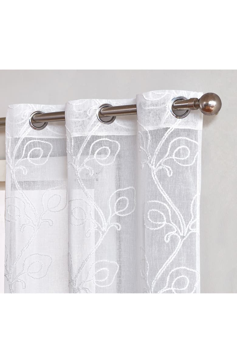 DAINTY HOME Stella Set of 2 Sheer Panel Curtains, Alternate, color, White