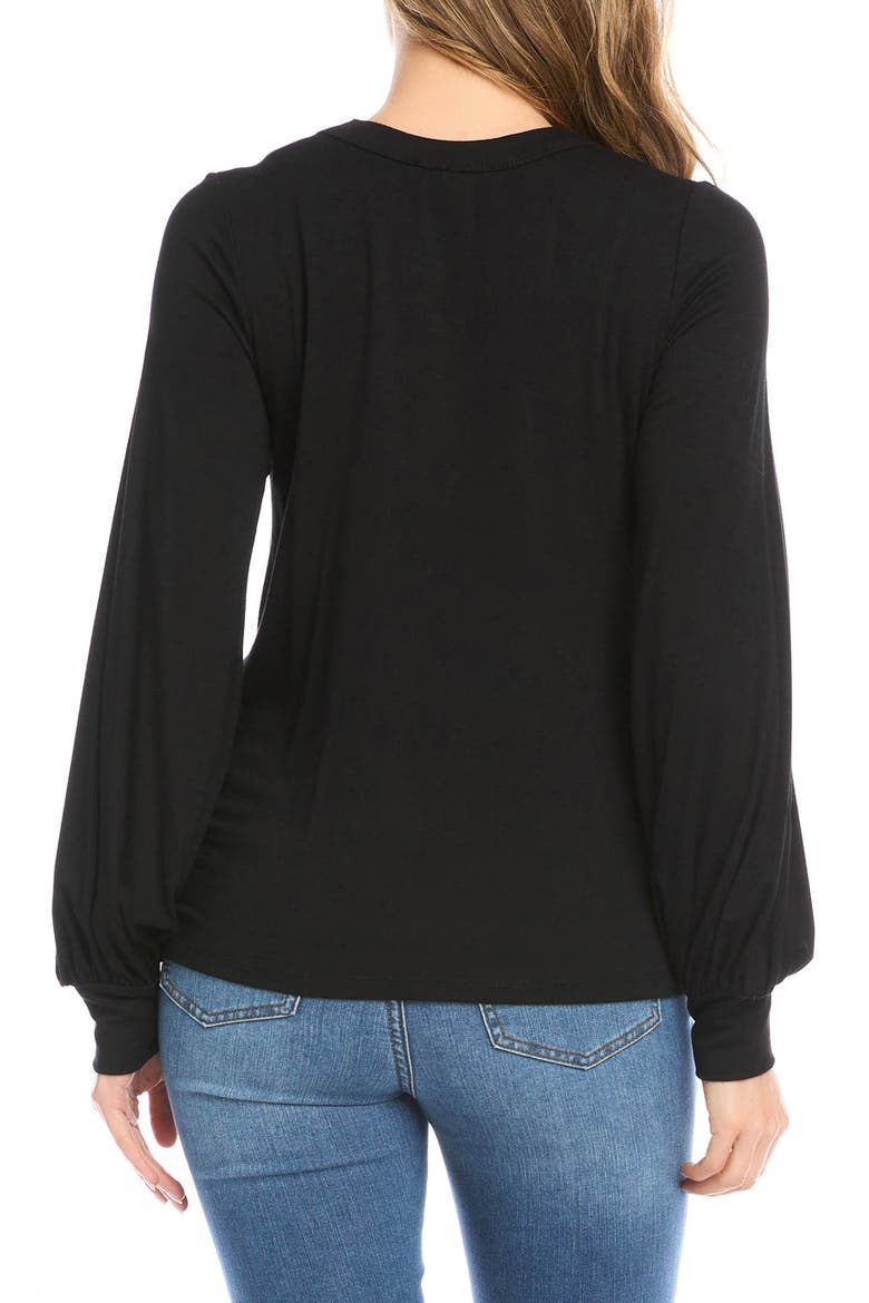 Twist Hem Long Sleeve Top, Alternate, color, BLACK