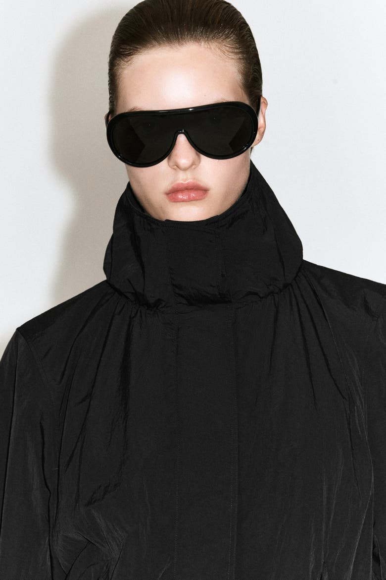 Nylon Mock-neck Jacket, Alternate, color, BLACK