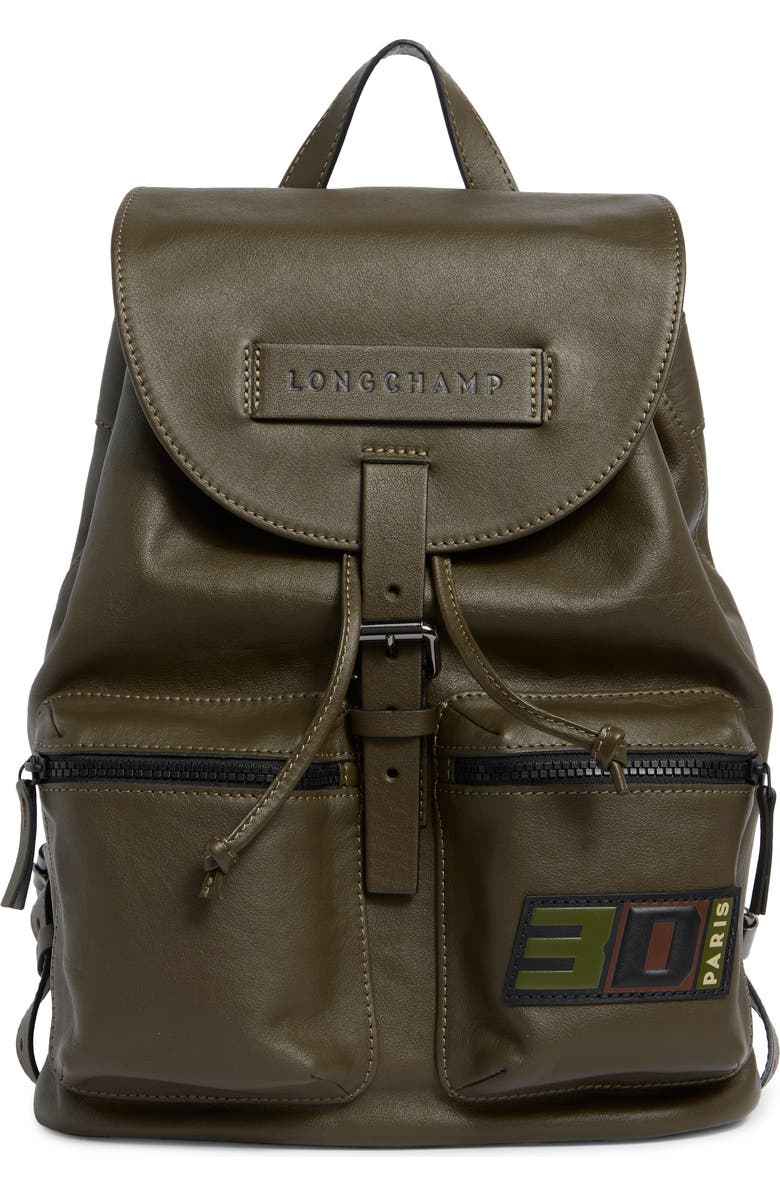 Longchamp 3D Signature Medium Leather Backpack, Main, color, Terra