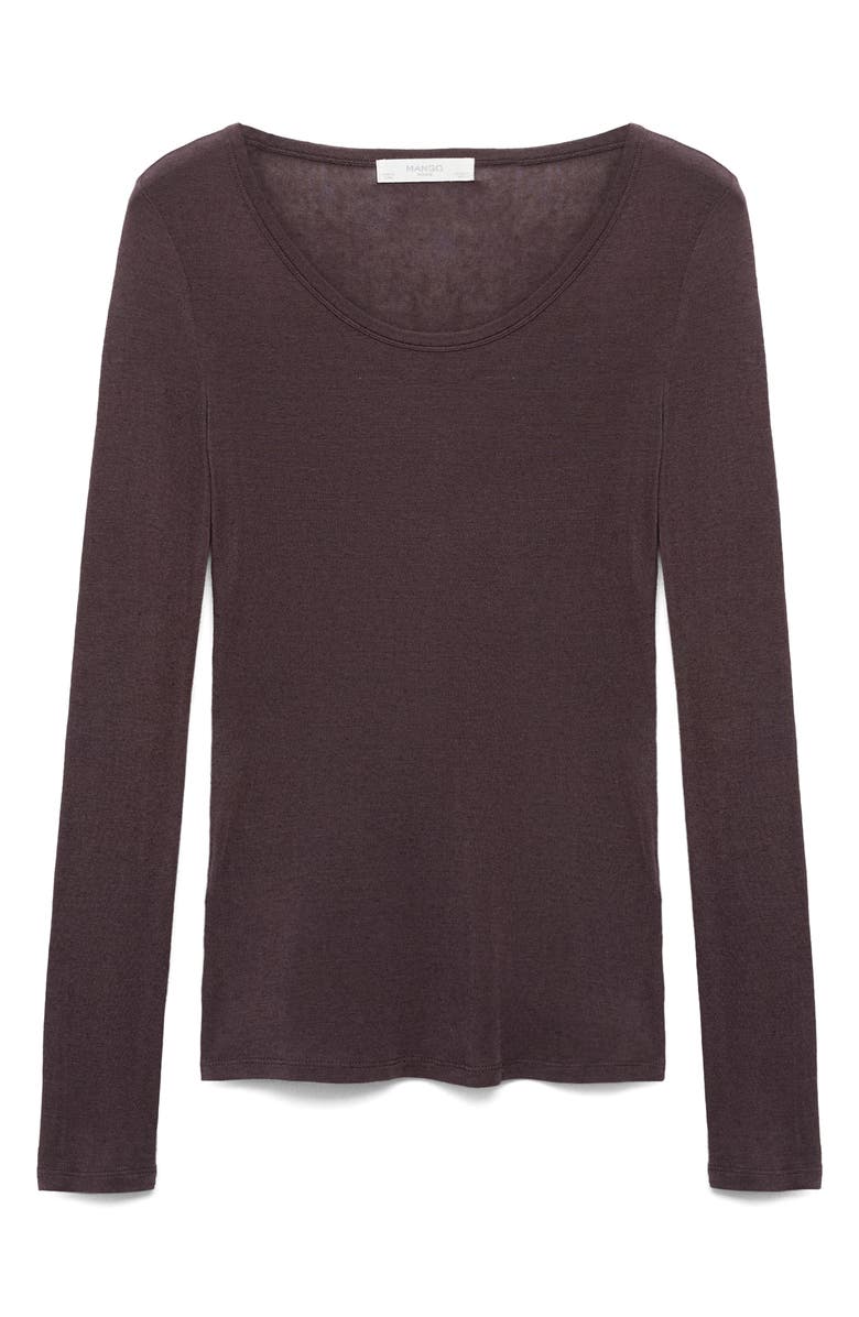 MANGO Long Sleeve Sleep T-Shirt, Main, color, Cognac