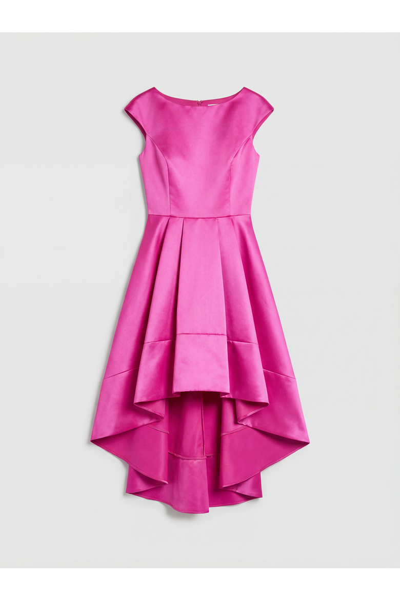 Twill Hi-lo Midi Dress, Alternate, color, Magenta