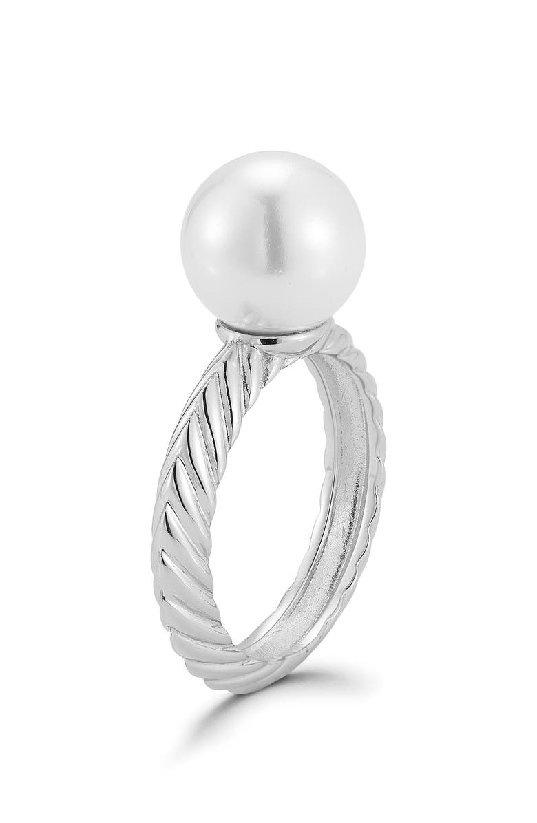 SPHERA MILANO 10mm Cultured Pearl Ring, Alternate, color, Silver/ White
