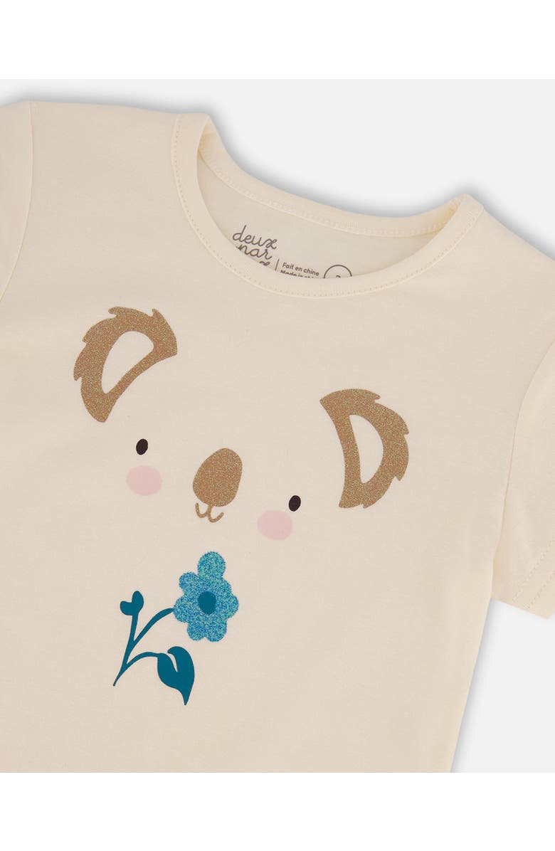 Deux par Deux Girl's Organic Cotton Tee Cream And Koala, Alternate, color, 