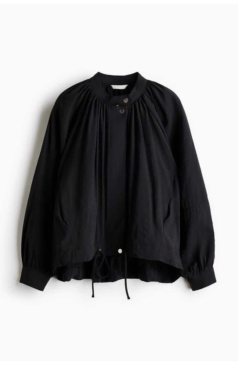 H&M Balloon-sleeved Modal Jacket, Alternate, color, Black