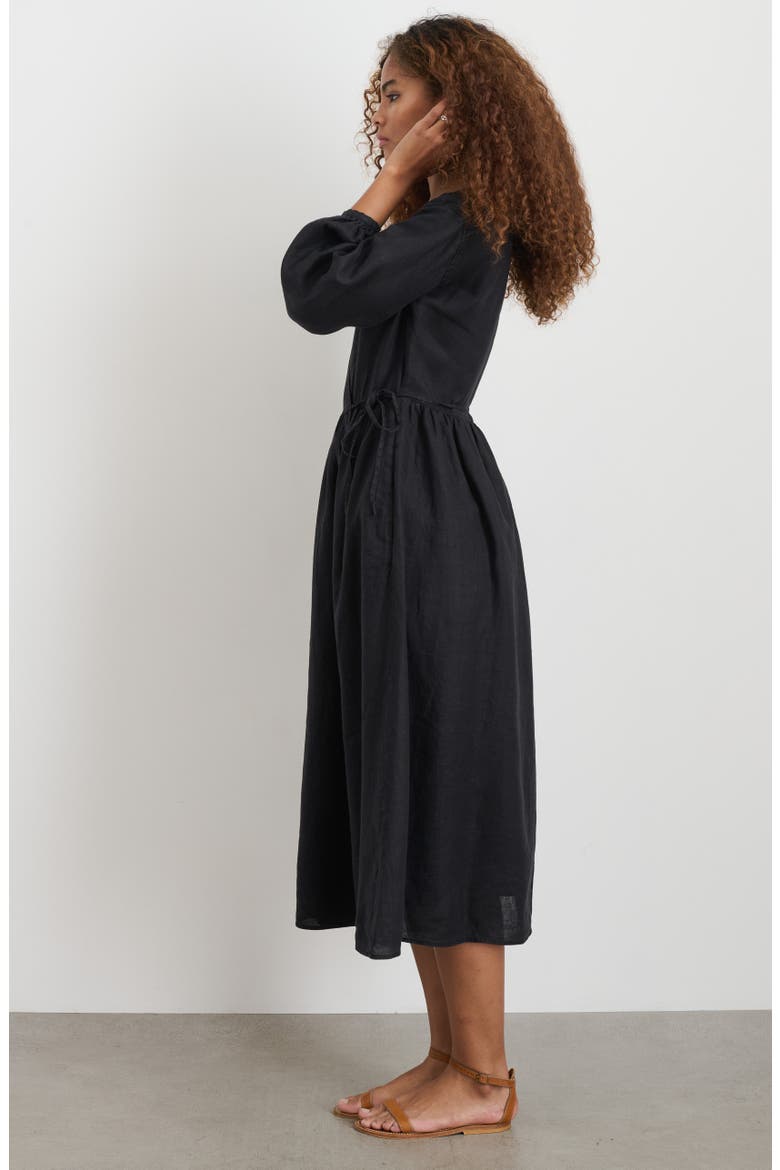 Lauren Long Sleeve Linen Wrap Dress, Alternate, color, RICH BLACK