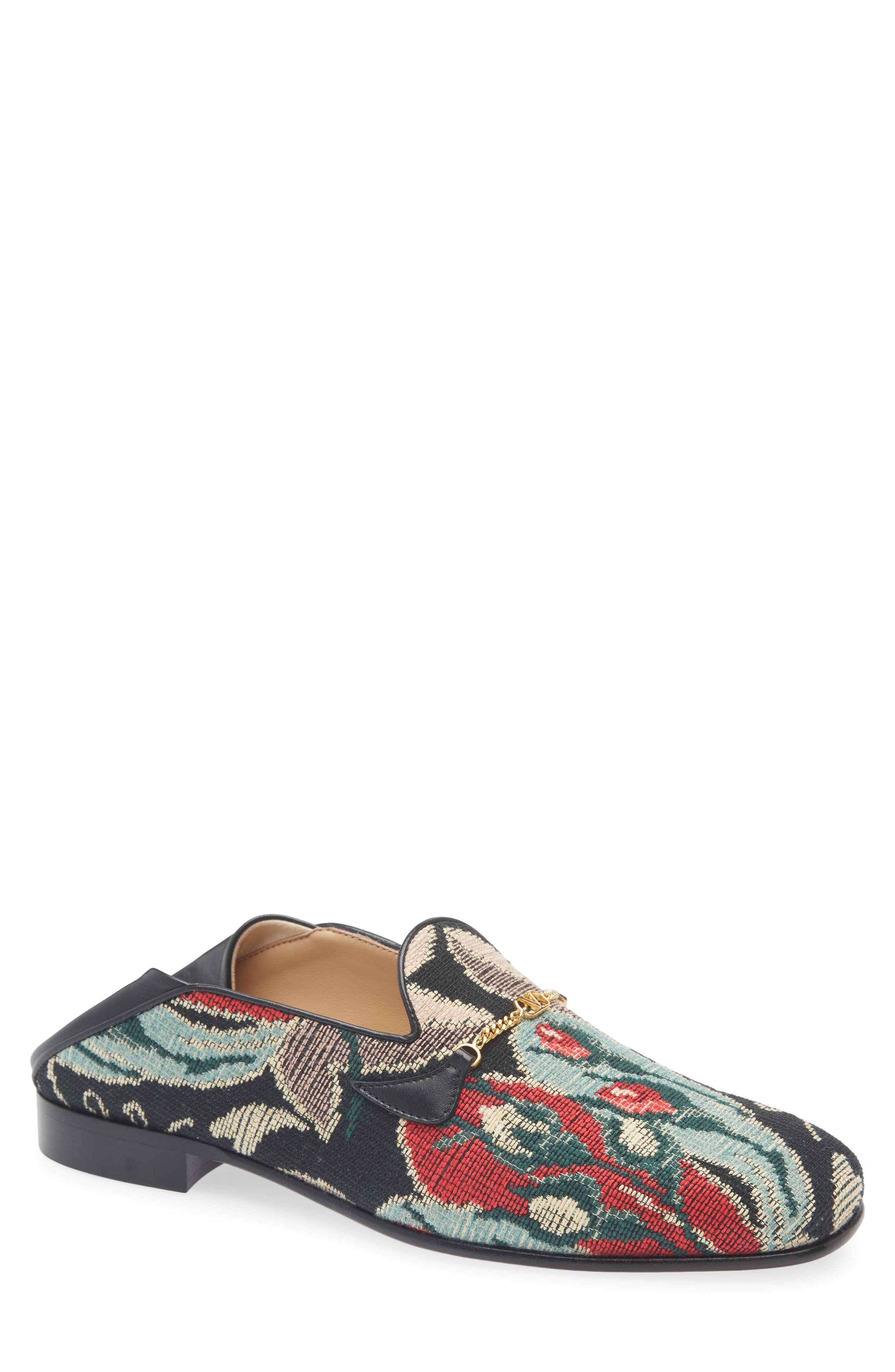 Valentino Garavani Floral Jacquard Bit Loafer, Alternate, color, Black Multi