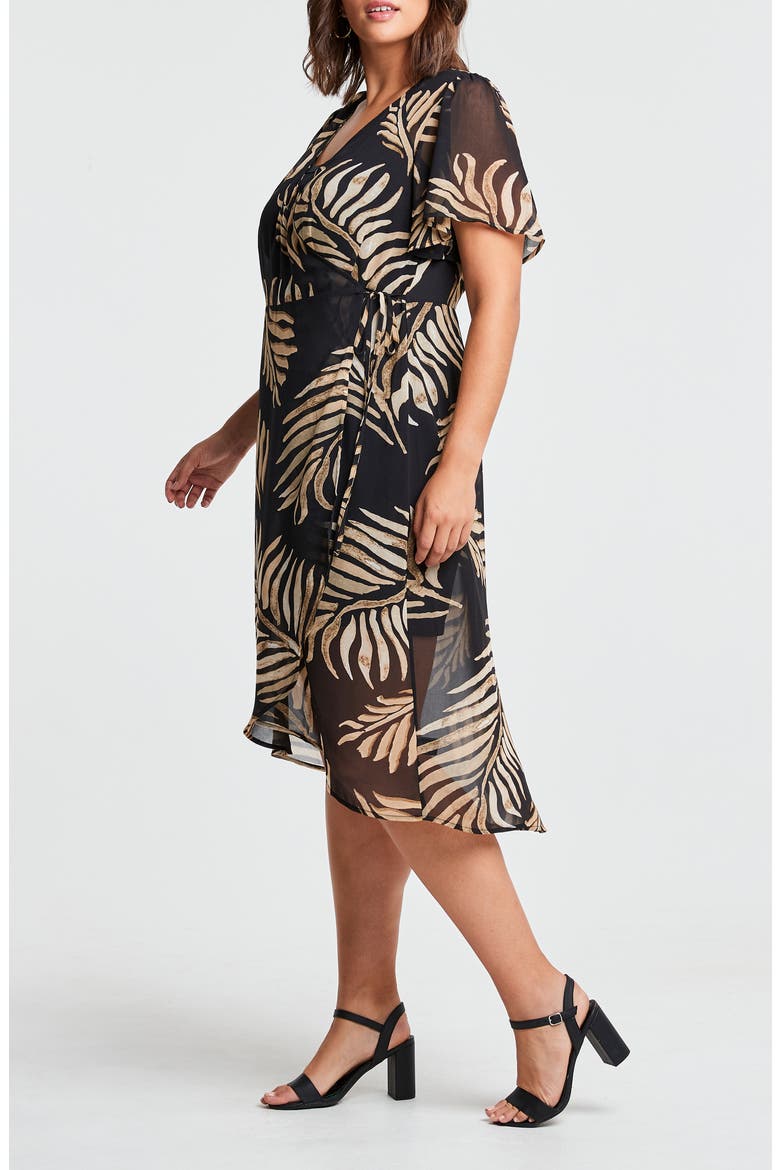 Wild Fern Wrap Midi Dress, Alternate, color, PRINT