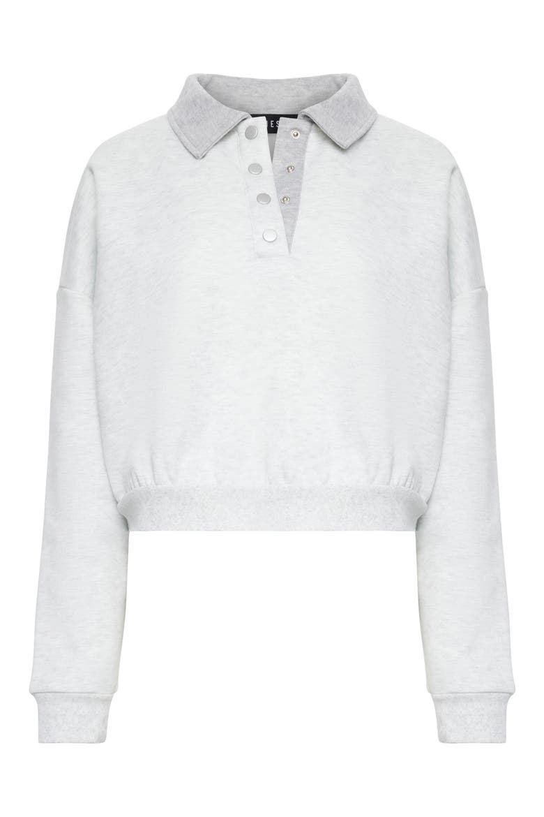 Housewife Half Snap Placket Crop Sweater, Alternate, color, HEATHER GREY