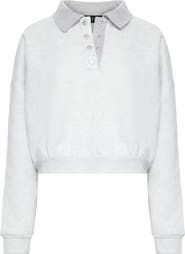 LIONESS Housewife Half Snap Placket Crop Sweater