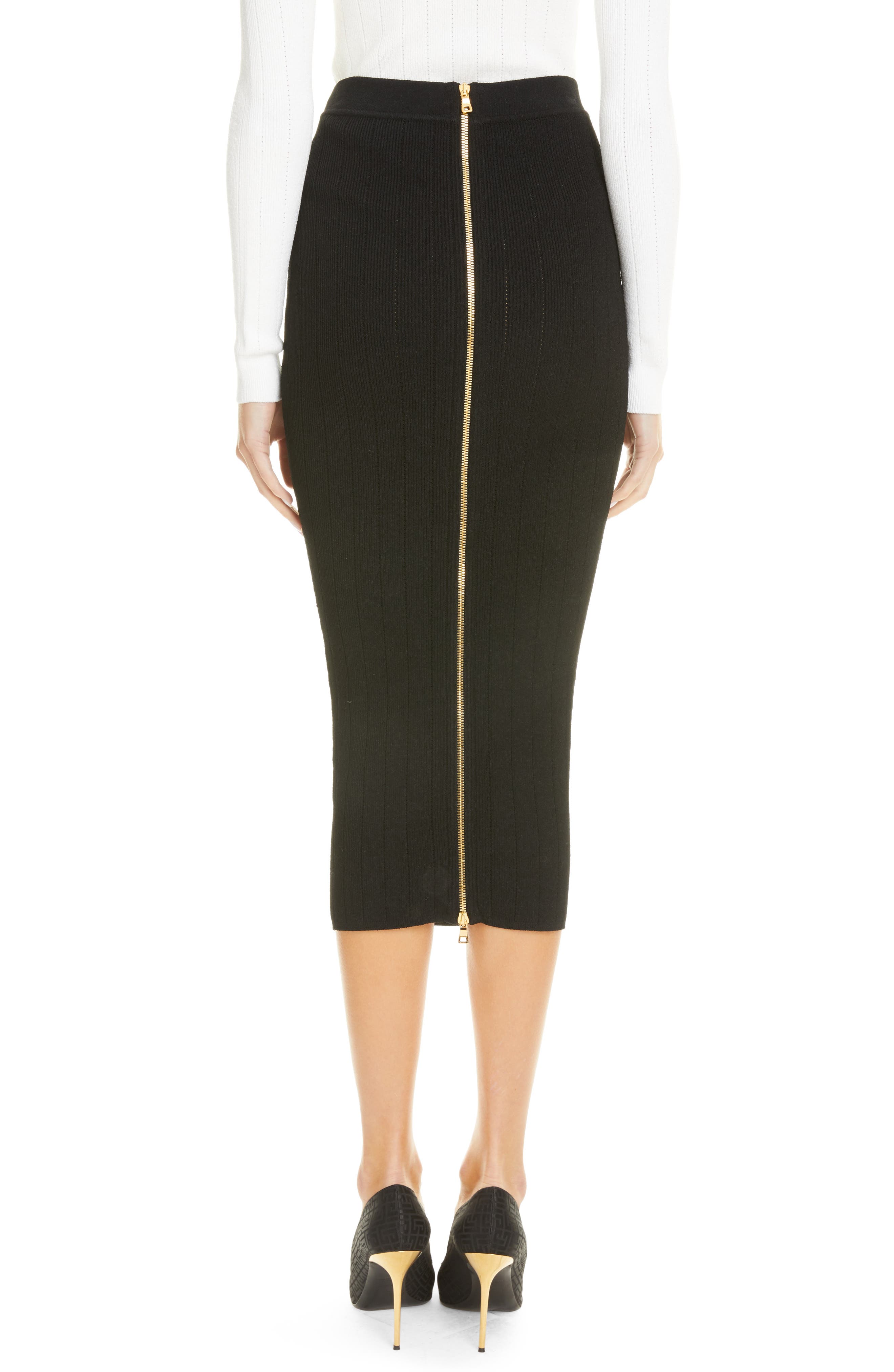 Button Front Rib Midi Skirt - image 2