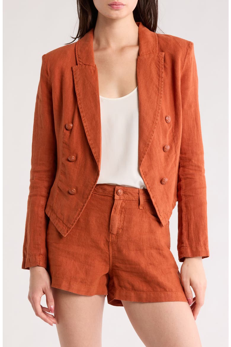 Wayne Double Breasted Linen Crop Blazer, Main, color, SIENNA