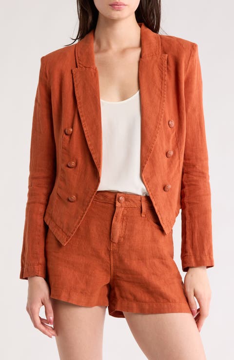 Wayne Double Breasted Linen Crop Blazer