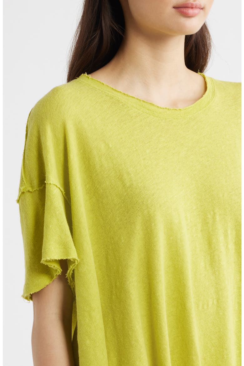 Elsie Linen & Cotton Slub Jersey Swing T-Shirt, Alternate, color, WARM OLIVE