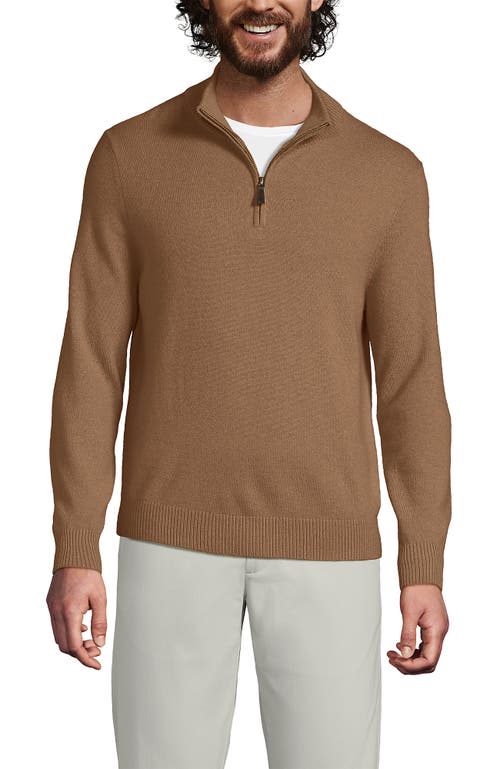 Lands' End Fine Gauge Cashmere Quarter Zip In Brown