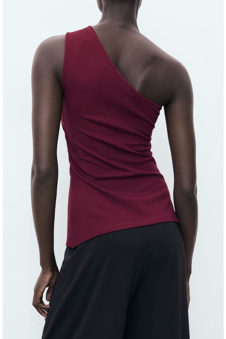 Ruched One-Shoulder Top, Alternate, color, BURGUNDY
