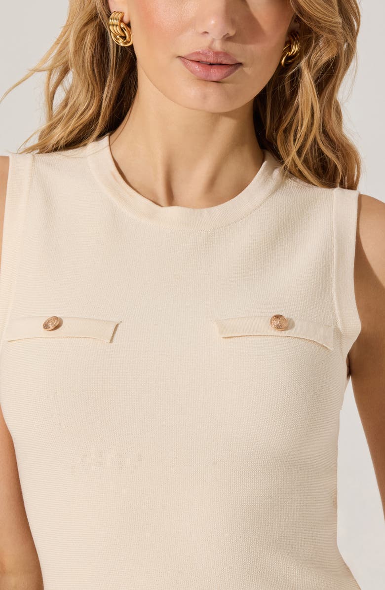 ASTR the Label Pleated Sleeveless Sweater Minidress, Alternate, color, Cream