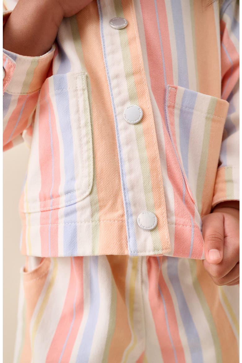 Kids' Stripe Cotton Twill Jacket & Shorts Set, Alternate, color, PEACH MULTI