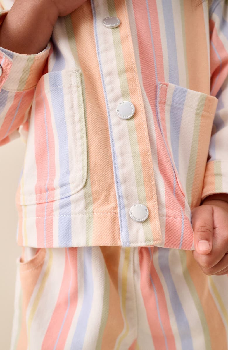 NEXT Kids' Stripe Cotton Twill Jacket & Shorts Set, Alternate, color, Peach Multi