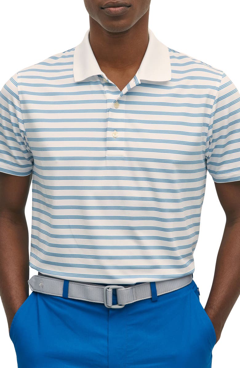 Brooks Brothers Performance Series Microstripe Jersey Polo, Main, color, White Multi