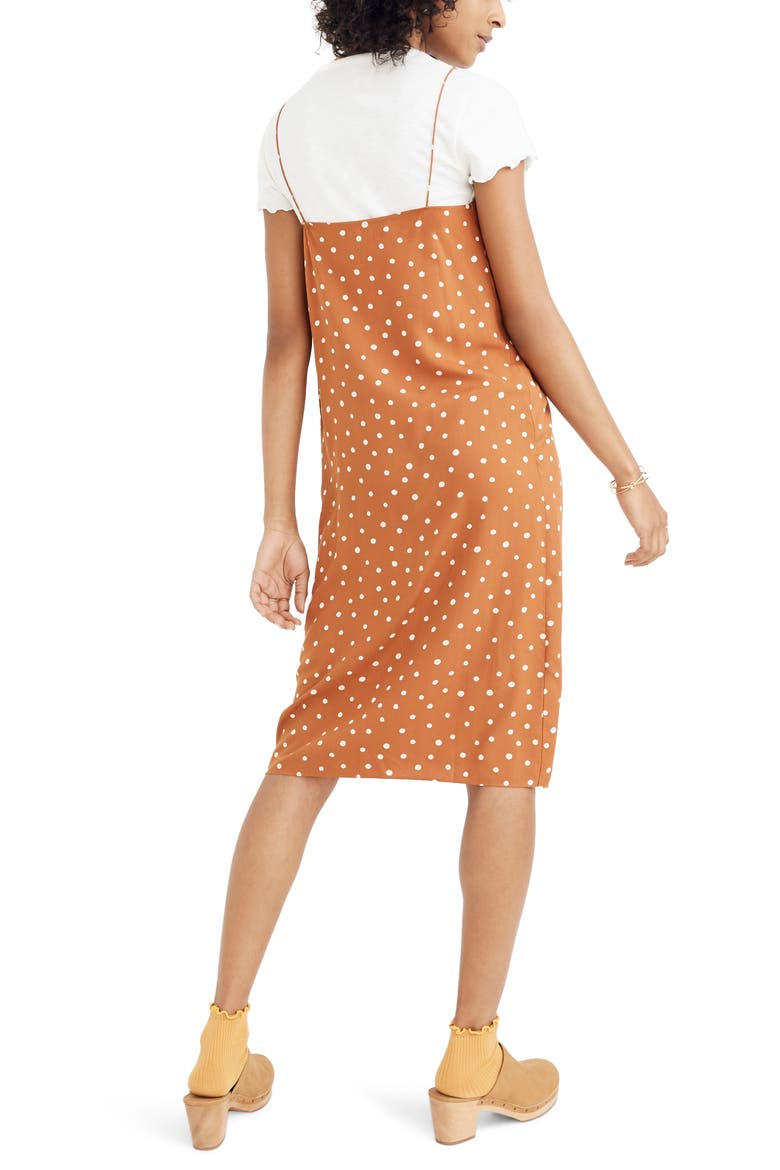 Inkspot Dots Cami Slipdress, Alternate, color, BURNT CLAY