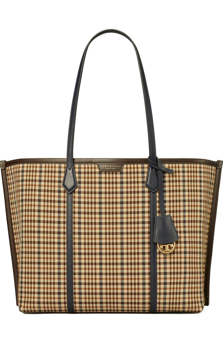 Tory Burch Perry Plaid Triple Compartment Tote, Main, color,