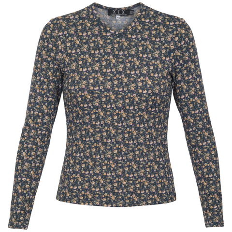 Printed Paisley V-Neck Long Sleeve Tee Top