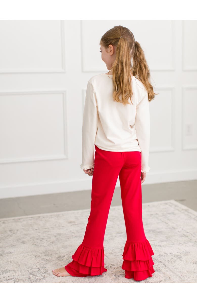 RuffleButts Ruffle Flare Pants, Alternate, color, Red