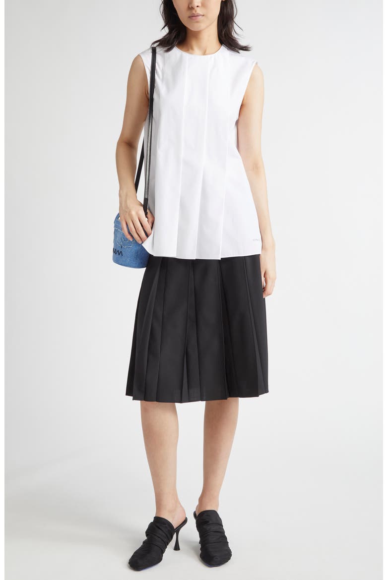 Pleated Front Skirt, Alternate, color, BLACK
