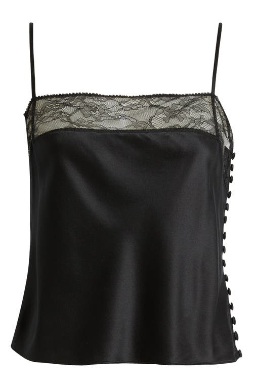 Frame The Lace Inset Silk Satin Camisole In Black