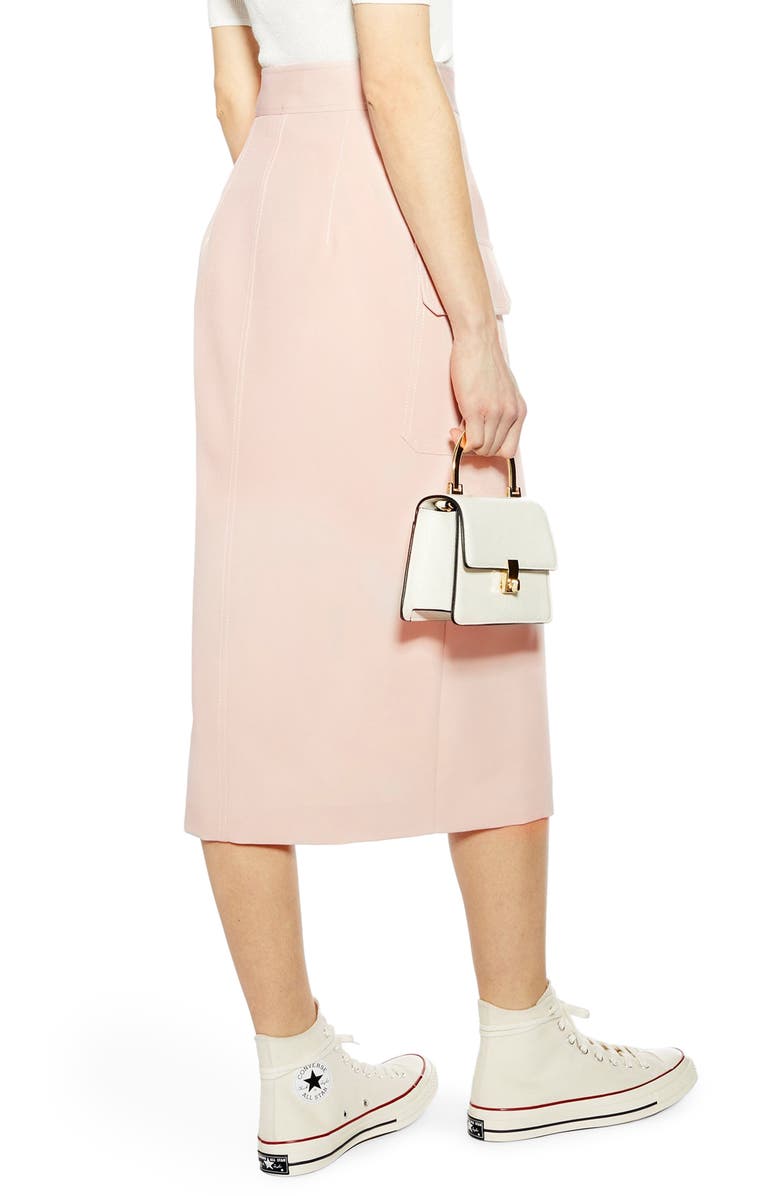 Topshop Split Utility Midi Skirt, Alternate, color,
