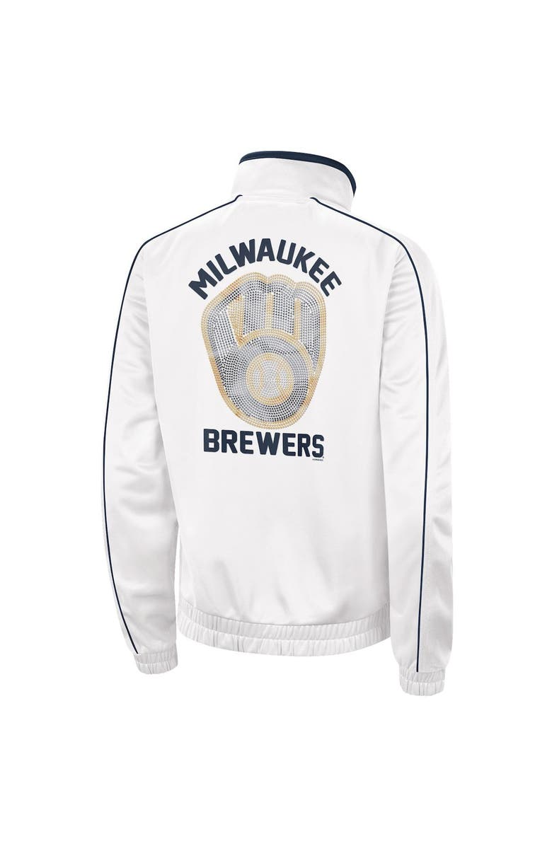 G-III 4HER BY CARL BANKS Women's G-III 4Her by Carl Banks White Milwaukee Brewers Gamer Full-Zip Track Jacket, Alternate, color,
