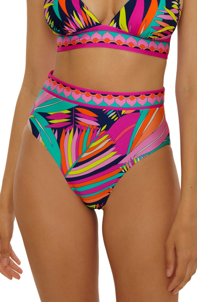 Trina Turk Paralia Reversible High Waist Bikini Bottoms, Main, color, Multi