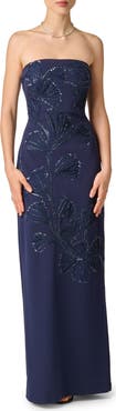 Aidan Mattox Sequin Strapless Crepe Gown