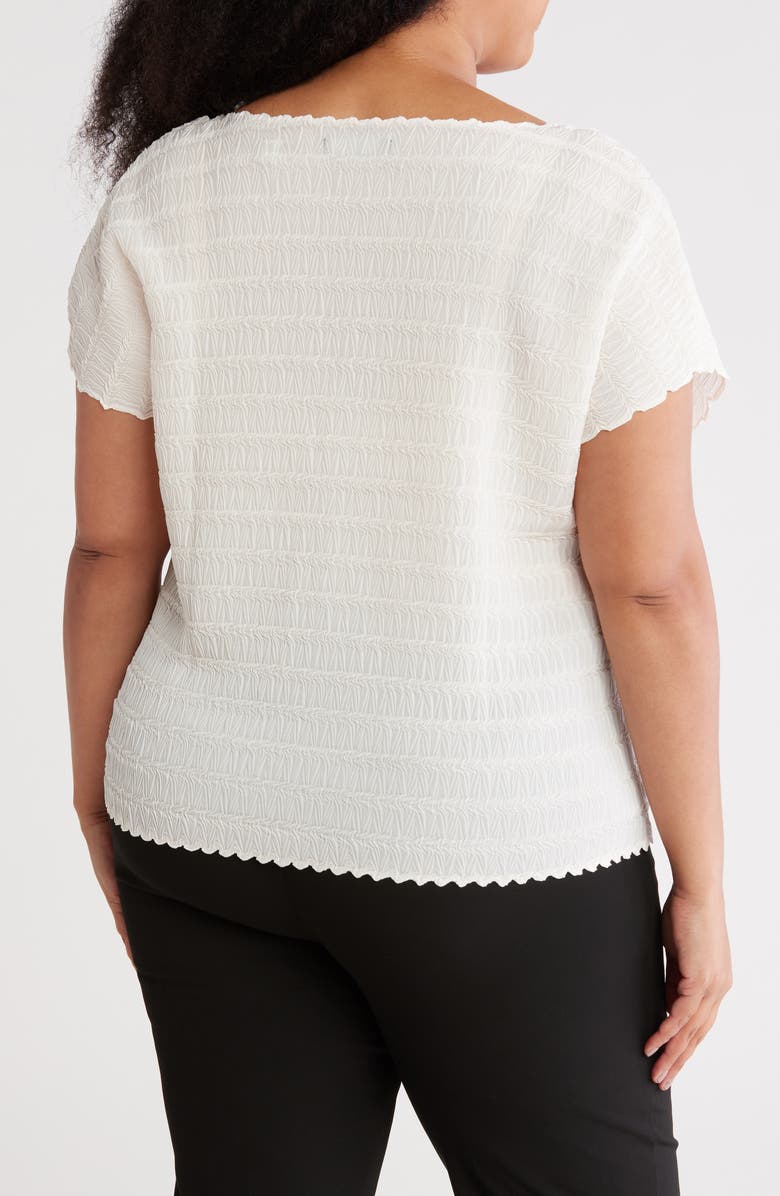 T Tahari Boat Neck Cap Sleeve Top, Alternate, color, Oyster White