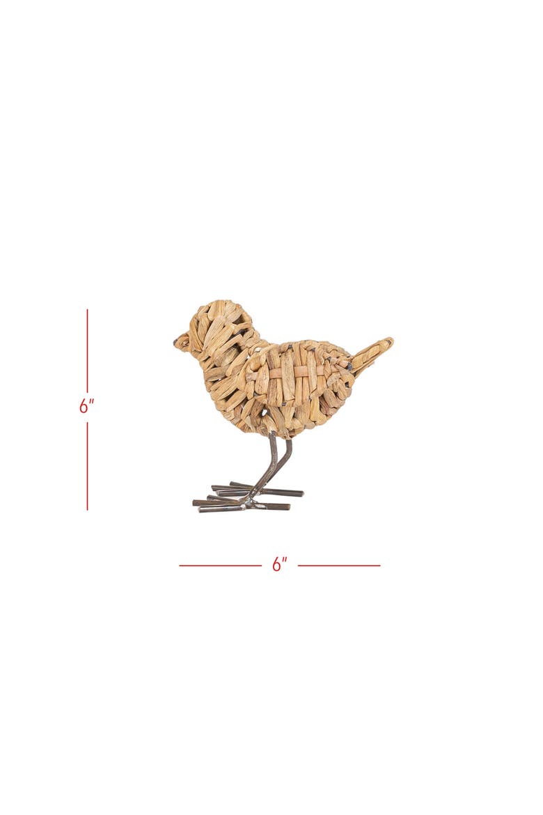 Natural Wrapped Bird Decorative Figure Seagrass & Metal, Alternate, color, Brown