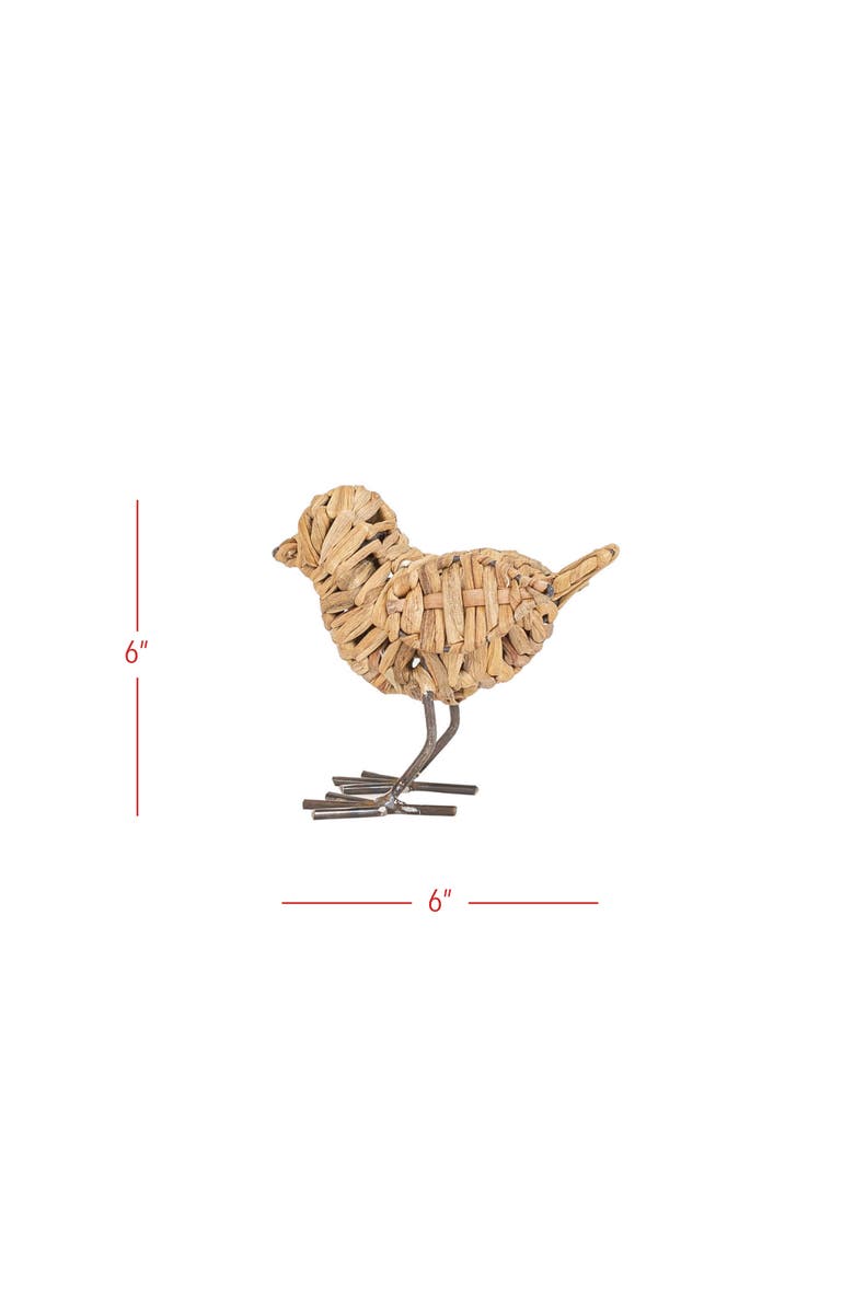 Foreside Home and Garden Natural Wrapped Bird Decorative Figure Seagrass & Metal, Alternate, color, Brown