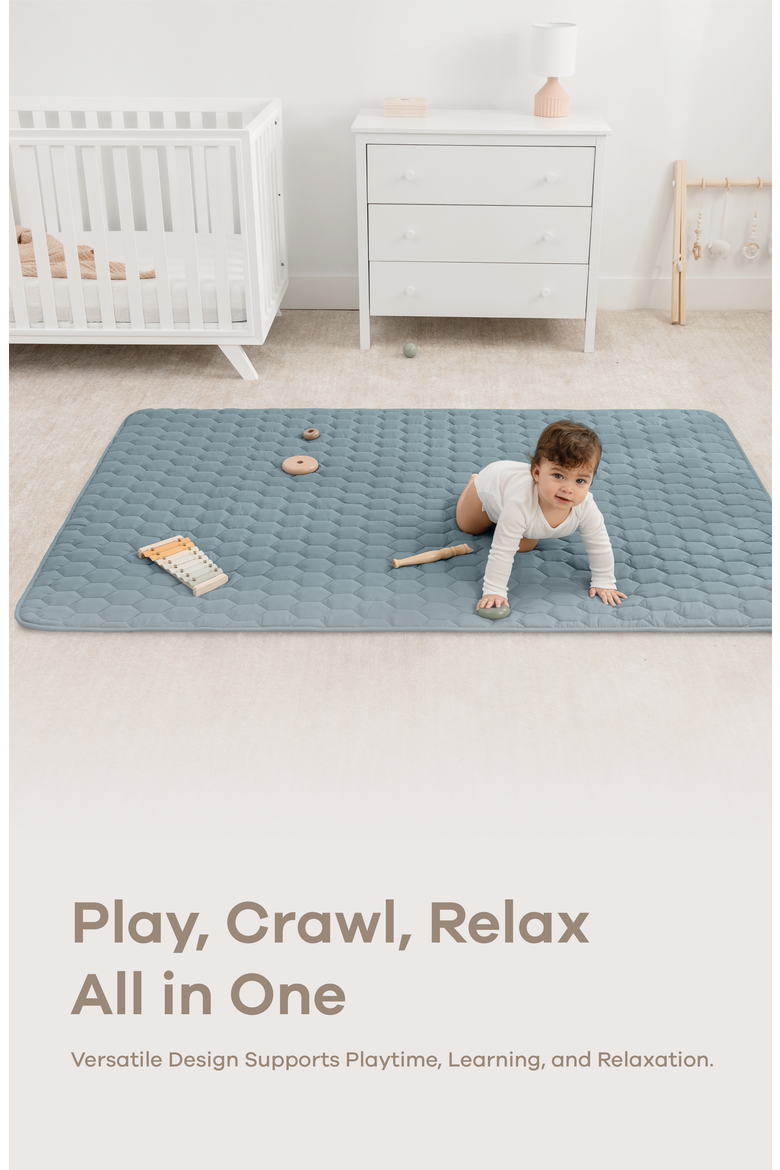 Premium Play Mat with Non-Slip Bottom, Rectangle, Alternate, color, Pacific Blue