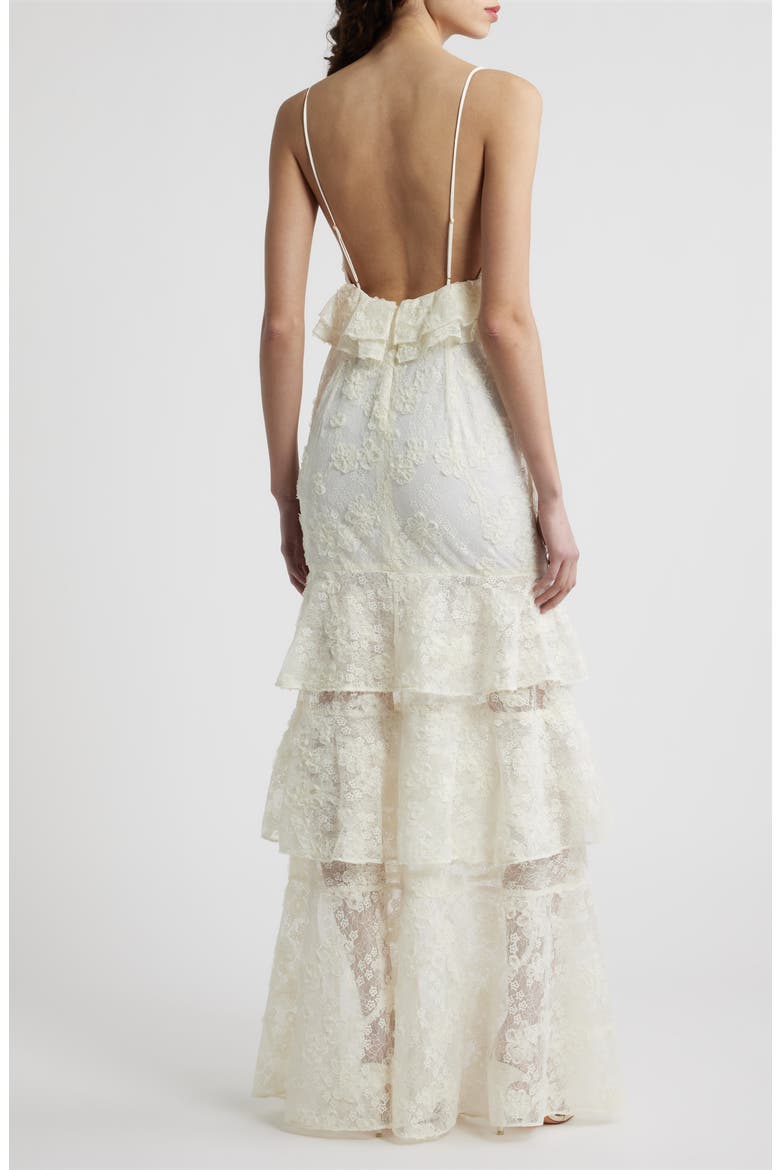 Eris Floral Lace Tiered Gown, Alternate, color, CREAM