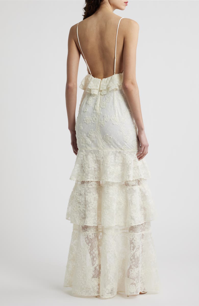 Black Halo Eris Floral Lace Tiered Gown, Alternate, color, Cream