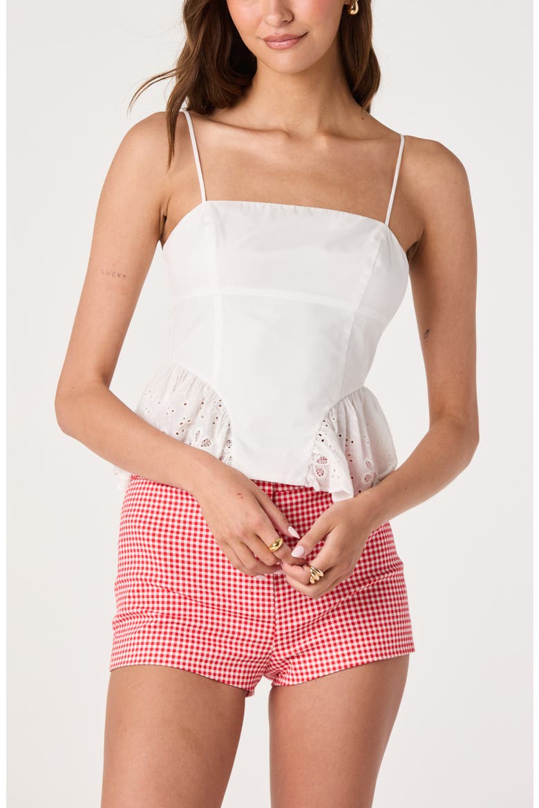 Valerie Gingham Stretch Cotton Micro Shorts, Alternate, color, RED GINGHAM
