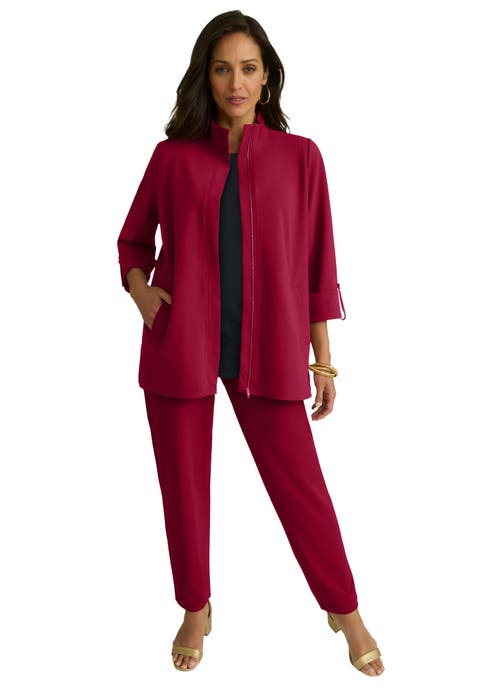 Knit Crepe Winged Collar Set (Plus)