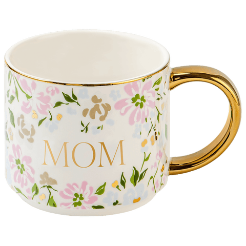 Patterned 14 oz Gold Handle Coffee Mug