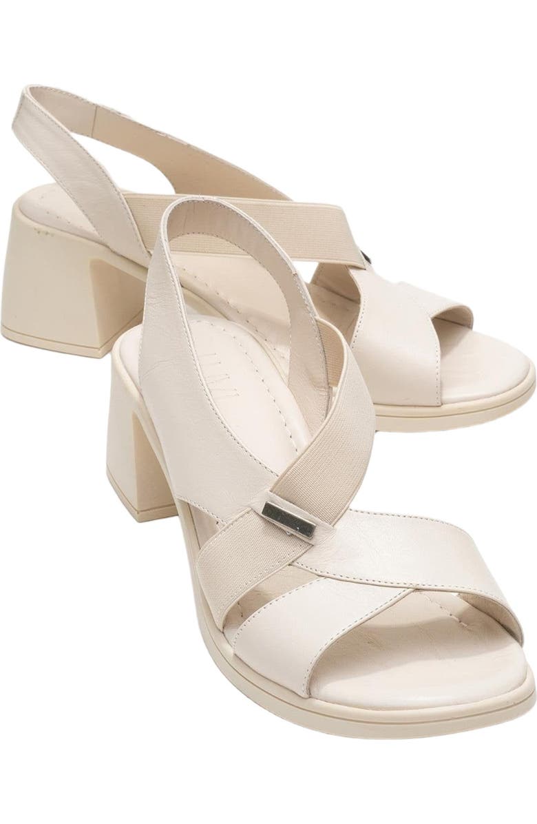 Forever & Always Shoes Crina Elasticated Leather Chunky Heel Sandal, Main, color, Beige Leather