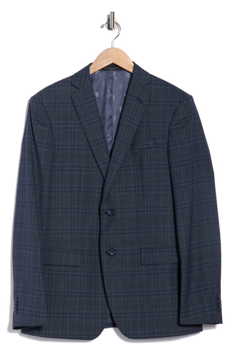 Plaid Two-Button Sport Coat, Alternate, color, GREY