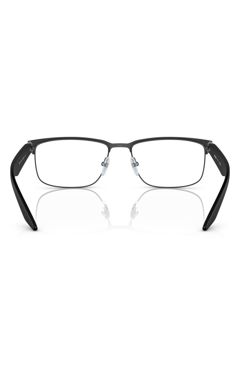 Prada Linea Rossa 56mm Rectangular Optical Glasses, Alternate, color, Rubber Black