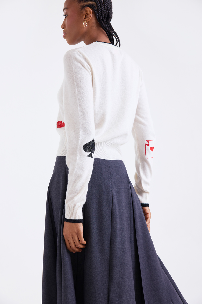 Hearts Crew Neck 100% Cashmere Sweater, Alternate, color, ORGANIC WHITE