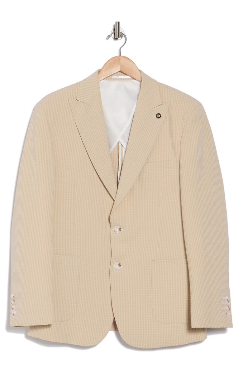 T.R. PREMIUM Slim Fit Seersucker Blazer, Alternate, color, Beige